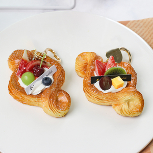 QYS Twisted Bread Shape Keychain Cute Food <b>Bag</b> Charm Mini Bread <b>Key</b> <b>Ring</b> Fashion Handbag Pendant Gift - Product Image 5