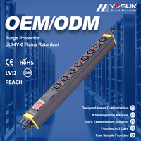 Bloc d'alimentation (PDU) 19 pouces C13 8 voies IEC avec interrupteur, protection contre les surtensions, anti-déchirure, en alliage d'aluminium noir, 125A