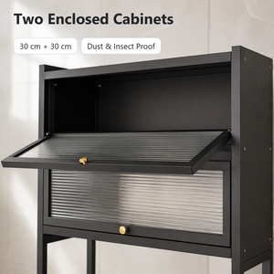 Mobiletto Salvaspazio per Lavatrice con Due Ante Ribaltabili, Organizzatore Alto per Lavanderia <span class=keywords><strong>e</strong></span> Bagno - Product Image 6