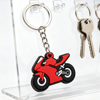 Gantungan Kunci Balap Motor PVC Custom Grosir, Multi-warna, Lembut, Tahan Air, Ringan, dengan Cincin Logam untuk Hadiah Promosi