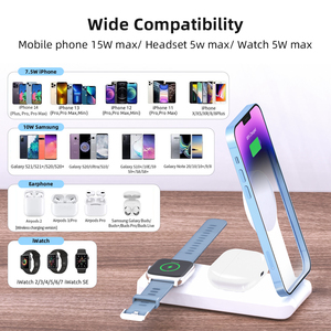 Nuevos Productos: Cargador Inalámbrico <span class=keywords><strong>para</strong></span> Celular, Estación de Carga Multiusos 3 en 1, Cargador Inalámbrico Magnético Plegable - Product Image 3