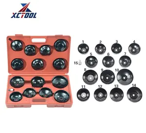 XCTOOL 15pc Oil Filter Wrench Set Cup Type Car Van Socket Set Removal Garage Tool Kit Automotive Tools XC3026A