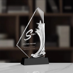 Cadeau souvenir personnalisé verre carré ceinture transparente étoile métal médaille trophée - Product Image 3