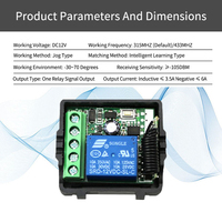 Interruptor de Control Remoto Inalámbrico de 433MHz, Receptor de Relé RF, Control LED con Código de Aprendizaje para Puerta de Garaje, Interruptor de Encendido
