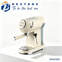 Cafetera Espresso Semiautomática Retro de 15 Bares, Cafetera Eléctrica de Goteo con Espumador de Leche para Hogar y Hotel