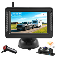 Moniteur de recul numérique sans fil avec écran IPS 5 pouces pour voiture, système d'aide au stationnement avec caméra de recul, vision nocturne, étanche pour camping-car
