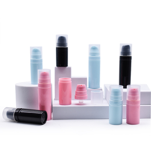 Mini Botella Cosmética Redonda Vacía de 10 ml, Negra, Rosa y Azul, con Bomba Dosificadora, para Lociones, con Impresión en la Superficie, Más Vendida - Product Image 1