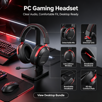 Casque de jeu sans fil OEM ODM avec suppression du bruit, faible latence, éclairage RGB, son surround pour téléphone portable et ordinateur