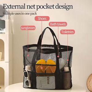 Mesh <b>Beach</b> Tote <b>Bags</b> Multiple Lightweight Pockets <b>Foldable</b> Summer Swimming <b>Beach</b> Mesh <b>Bag</b> for Women - Product Image 4