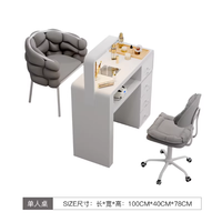 Ensemble table et chaise de salon de manucure multifonction en bois massif style crème avec aspirateur et rangement