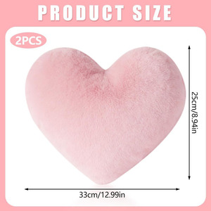 Almohadas de Corazón Rosadas, Cojines Suaves y Esponjosos, Decorativos para <span class=keywords><strong>Cama</strong></span>, Silla, Sofá, Dormitorio, Sala de Estar, Almohadas de Tela con Forma de Corazón - Product Image 3