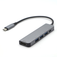 USB-C naar 3-poorts USB 3.0 PD oplaadadapter 5-in-1 USB-C multipoort adapter voor laptop, MacBook, Pro, Air