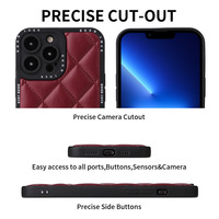 Coque de téléphone en cuir de diamant de luxe personnalisée pour iPhone 14 13pro 12 Promax 11 Mobile-Couverture arrière antichoc en matériau PU