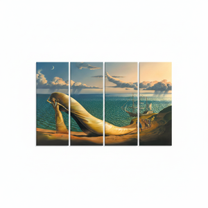 Impression sur toile de plage aux talons hauts surréalistes : scène océanique fantastique, lot de 4 toiles - Product Image 2