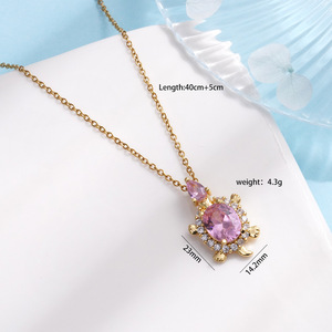 Venta caliente moda encanto collar Zirconia mar Animal tortuga cuello mujeres chapado en oro joyería collar - Product Image 5