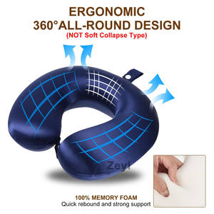 Oreiller de voyage personnalisé avec logo pour <span class=keywords><strong>avion</strong></span>, housse en soie véritable, 100% mousse à mémoire de forme, oreiller de voyage pour le cou, anti-rides - Product Image 4