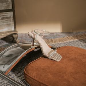 Zapatos de boda transpirables de encaje sin cordones con punta cuadrada para mujer, estilo gladiador, de satén con pedrería, ligeros para exteriores - Product Image 2