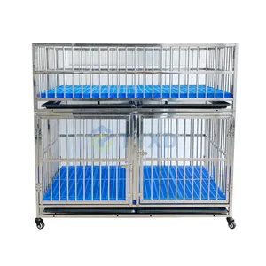 Folding Stackable 2 Layers Double Multi Layers Stainless Steel Tube Dog Kennel Cage