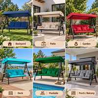 Fauteuil balançoire de jardin 3 places avec auvent, dossier réglable, inclinaison à 180 degrés, lit balançoire robuste, mobilier de jardin