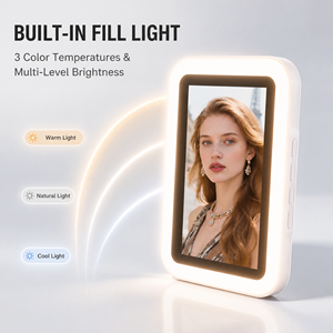 Monitor inalámbrico magnético para selfies con luz LED de 3 colores para transmisión en vivo de vlogs con teléfono. - Product Image 5
