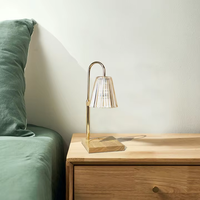 Lampe chauffe-cire à hauteur réglable avec base en bois, abat-jour en verre, chauffe-bougie électrique sans flamme, lampe diffuseur d'arômes, décoration d'intérieur, cadeau