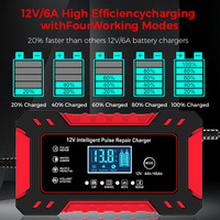 Chargeur de batterie intelligent automatique 12V 6A pour voiture et moto, avec protection contre les surcharges et entretien progressif, prix usine
