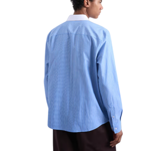 Chemises habillées en coton rayées contrastées sur mesure pour hommes, chemise boutonnée à col classique et poignets mousquetaires, chemise à manches longues pour hommes - Product Image 4