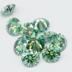 ZHUANGYEE Yellow Green Round Brilliant Cut Lab grown Synthetic Diamond stones 1.0 Carat 6.5 mm Loose gemstone Moissanite