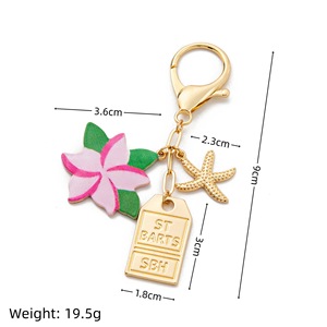Venta al por mayor de acero inoxidable Golg plateado llavero bolsa accesorio colgante flor Luna bota colgante acrílico cuentas de colores bolsa encanto - Product Image 3