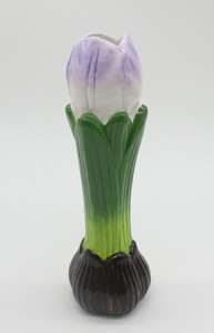 Vase en céramique en forme de <span class=keywords><strong>crocus</strong></span> blanc et violet avec tige verte et base marron, ornement de table décoratif - Product Image 3