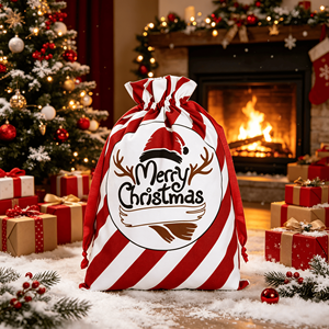 Sac de Noël en toile de luxe 45*63cm, sac du Père Noël personnalisable avec motif Joyeux Noël, sac de Noël en toile, directement de l'usine - Product Image 1