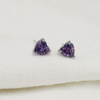 Petites boucles d'oreilles minimalistes en argent plaqué, serties de zirconiums cubiques colorés en forme de cœur, hypoallergéniques, pour un usage quotidien