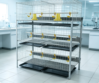 Cage à poulets à 4 étages et 2 portes, capacité 80 oiseaux, avec porte verrouillable