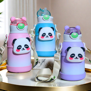 Cartoon Panda Design Portable 316 Stainless Steel Eco-friendly Boiling Water Safe Vacuum Insulated Tumbler <b>Straw</b> For Children's - Product Image 2