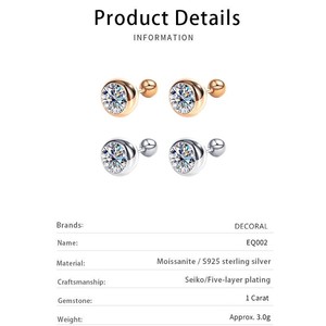 Hersteller Großhandel klassische Blase Moissanit-Ohrringe 1 Karat Durchgang Diamant Tester Moissanit Premium-Ohrringe für Damen - Product Image 4