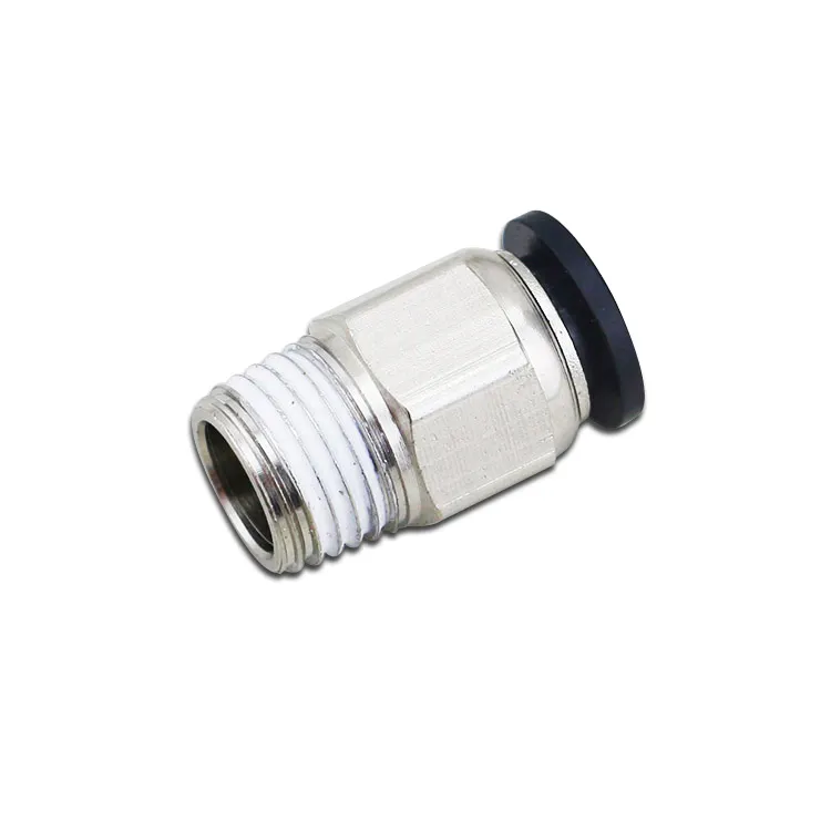 Black PC Union Straight Brass Push Fittings 1/4'' BSP Male Thread 8MM One Touch Tube Fitting Pneumatic