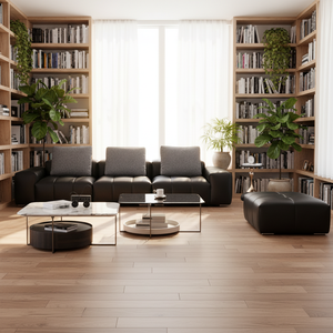 Sofá Moderno de Tres Plazas Reclinable con Detalles en Cuero y Estructura de Madera, Cuero de Primera Calidad, para Sala de Cine en Casa, Sala Multimedia, Villa de Lujo - Product Image 2