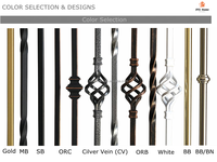 Balustre en fer forgé carré noir et doré au design moderne, 1/2"*44", pour escalier intérieur et garde-corps de balcon