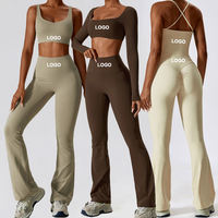 Ensemble de Sport Femme Personnalisé OEM 2024 Nouveau, Vêtements de Fitness Gym Yoga avec Leggings Taille Haute, Soutien-Gorge Sport et Crop Top Manches Longues