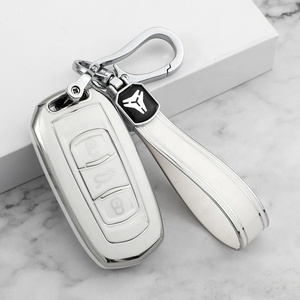 Étui de clé de voiture en TPU avec bord argenté et porte-clés pour Geely Azkarra Atlas Emgrand EC7 EC718 EC715 Global Hawk GX7, housse de clé à distance - Product Image 5
