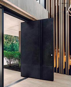<span class=keywords><strong>Puerta</strong></span> con bisagras de aluminio con aspecto de madera resistente al agua y aislamiento térmico personalizado y lateral opcional - Product Image 6