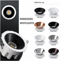 Downlight LED COB anti-éblouissement à haute luminosité 120 lm IP65, encastré, dimmable, pour bureaux, entrepôts et applications industrielles (norme DLC)