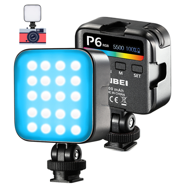 JINBEI P6 Pocket RGB Video Lights Rechargeable Mini LED Camera Light Photographic Lighting for Selfie