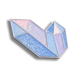 Aimant de réfrigérateur souvenir en métal, forme cristal, émail dur pailleté, coloré, de fabrication originale - Product Image 6