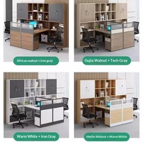 BGZ-231X Ensemble bureau et chaise de direction avec armoire haute, poste de travail minimaliste en bois moderne avec écran, table de direction