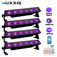 4 projecteurs LED sans fil DMX RGBWA+UV 6*18W à piles, rechargeables, pour mariage, DJ, fête