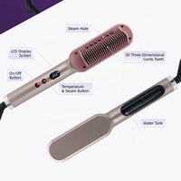 Brosse à cheveux chauffée par vapeur RUCHA Professional 3-en-1, affichage LCD, modèle PTC, pour salon