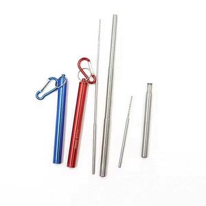 Fashion Promotional Foldable Reusable Stainless Steel Drinking Straw <b>Keychain</b> Case Collapsible Telescopic Portable - Product Image 4