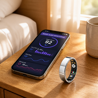 Bague connectée intelligente en acier étanche IP68 avec suivi de santé par application pour la fréquence cardiaque, la tension artérielle, le suivi du sommeil et de la forme physique