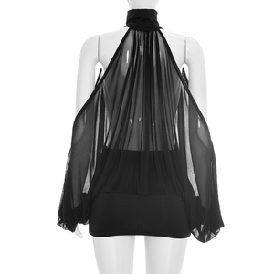Viviblook Q26DS063 Vestido de Verano para Mujer, Nuevo Vestido Ajustado Sexy con Cuello Alto y Transparencias, Mini Vestido con Top sin Tirantes - Product Image 4